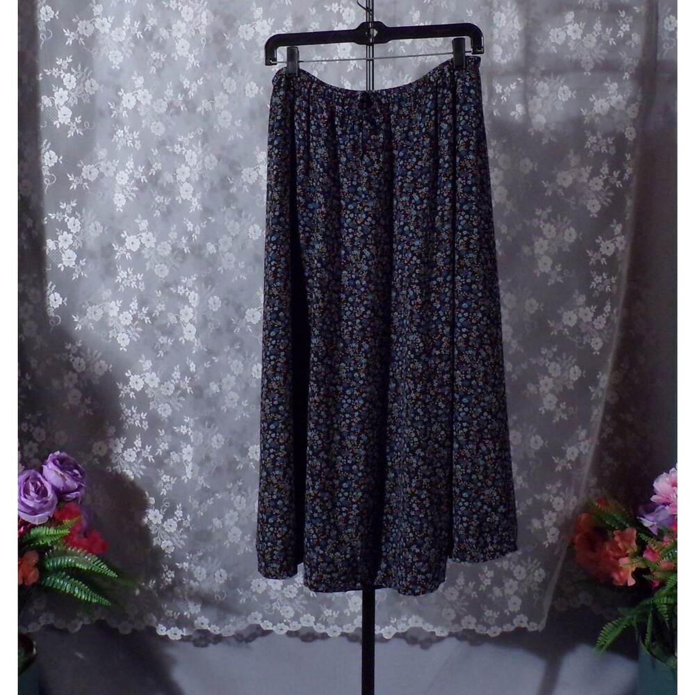 Vintage 90s Floral Rayon Skirt Size Medium 1990s Retro Boho Hippie Whimsigoth